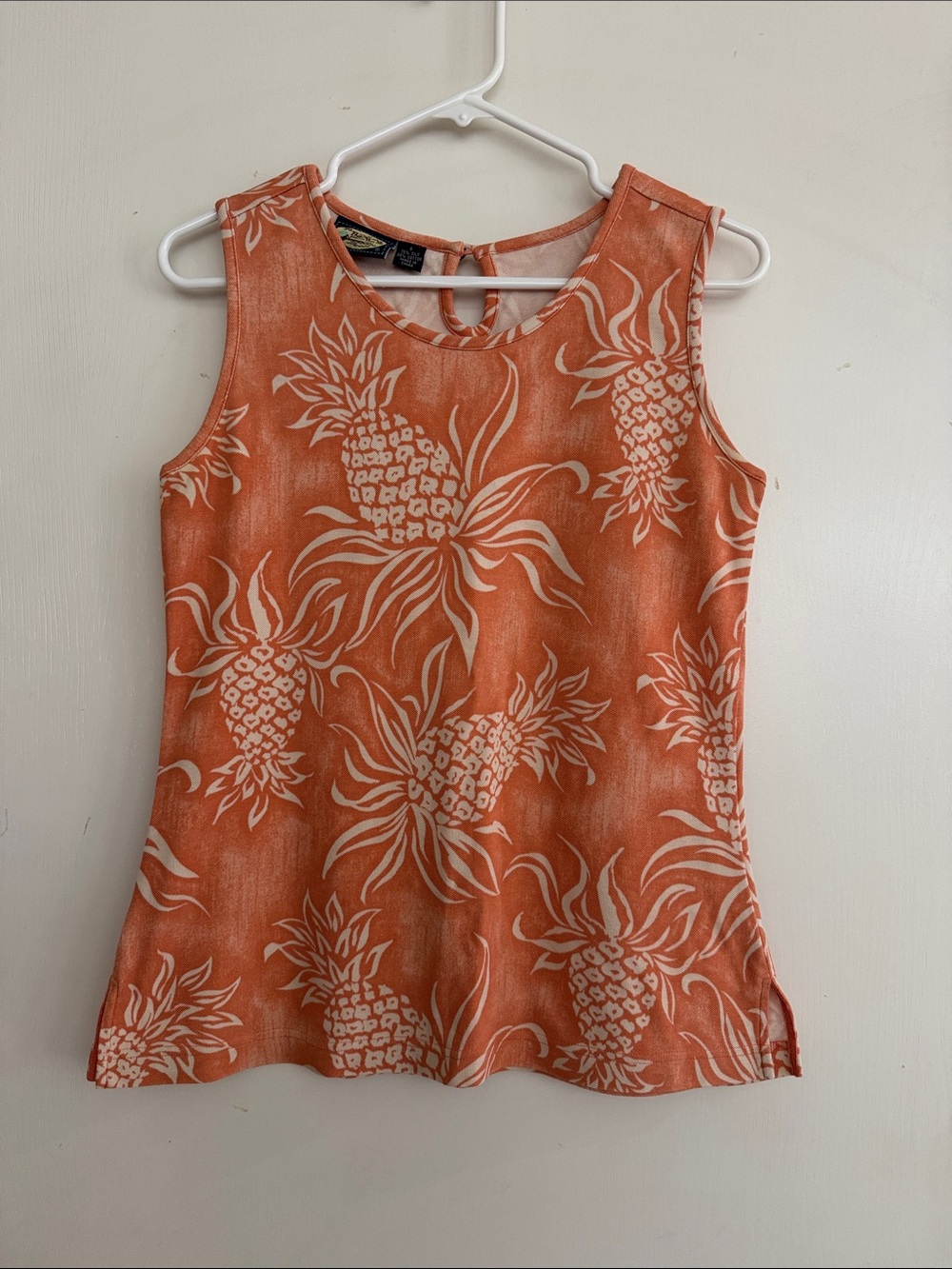 Tommy Bahama Sleeveless Orange Pineapple Print Tank Top - Size Small